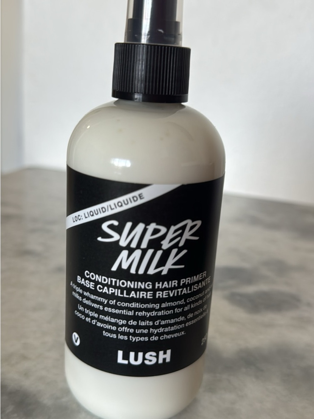 Lush Super Milk Conditioning Hair Primer - White & Black Bottle